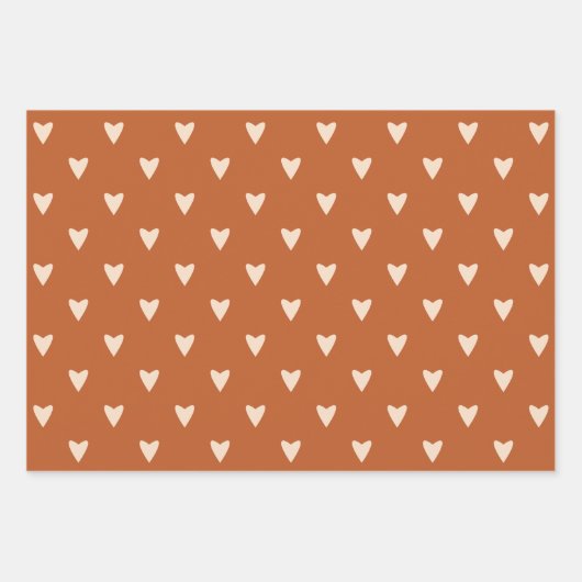 Geometrie in Liebe - Creme auf rotem Ocker - Muste Geschenkpapier Set (Vorderseite)