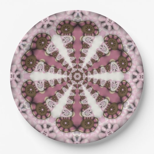 Geometrie Land Earth Pink Mandala Pappteller (Vorderseite)