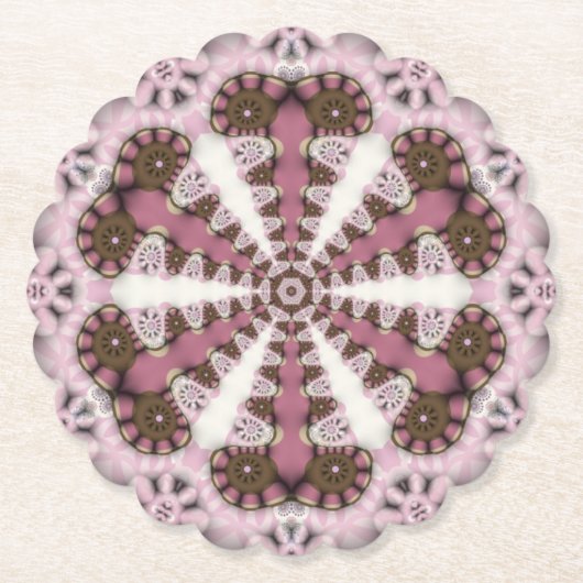 Geometrie Land Earth Pink Mandala Untersetzer (Vorderseite)