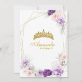 Geometrie Lila und Gold Royal Crown Quinceanera Einladung (Rückseite)