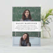 Geometrie mit Frame Two Foto Graduation Party Einladung (Stehend Vorderseite)