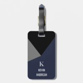 Geometrie Modernes Schwarzes Grau Navy Blau Gepäckanhänger (Rückseite vertikal)