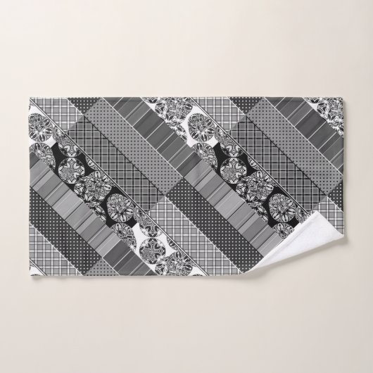 Geometrie, Muster, Schwarz und Weiß Badhandtuch Set (Handtuch)