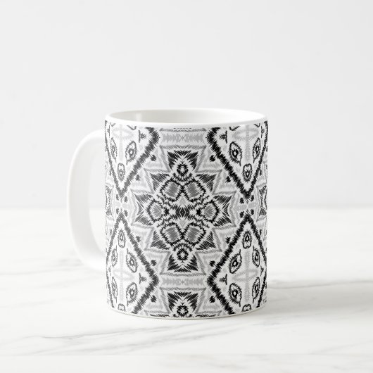Geometrie , Muster , Schwarz und Weiß Kaffeetasse (Vorderseite Links)