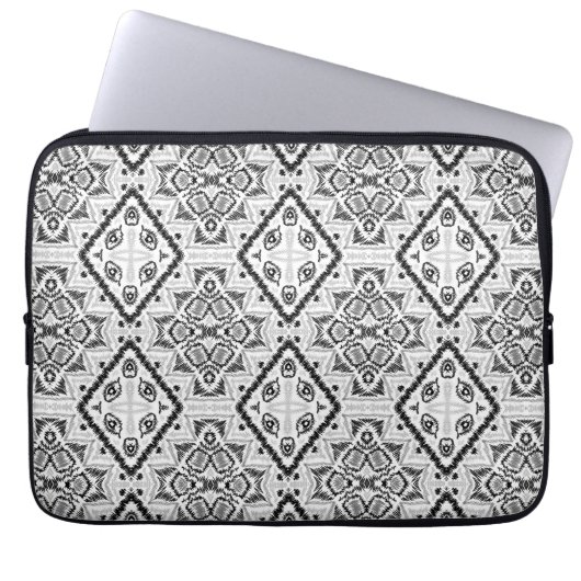 Geometrie , Muster , Schwarz und Weiß Laptopschutzhülle (Vorderseite)