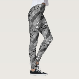 Geometrie, Muster, Schwarz und Weiß Leggings