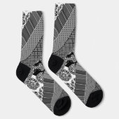 Geometrie, Muster, Schwarz und Weiß Socken (Rechts)