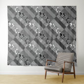 Geometrie, Muster, Schwarz und Weiß Wandteppich (Beispiel (Horizontal))