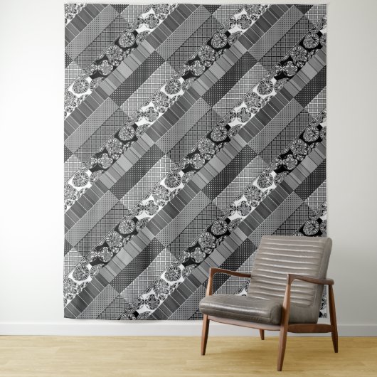 Geometrie, Muster, Schwarz und Weiß Wandteppich (Beispiel)