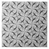 Geometrie Muster Schwarz-Weiß-Keramik Fliese (Vorderseite)