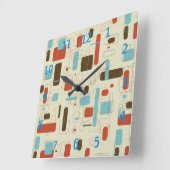 Geometrie Retro Mitteljahrhundert Moderne Quadratische Wanduhr (Winkel)
