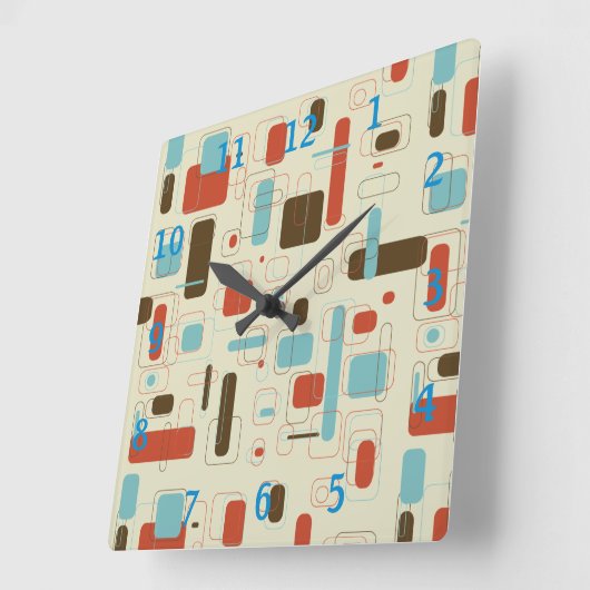 Geometrie Retro Mitteljahrhundert Moderne Quadratische Wanduhr (Winkel)