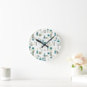 Geometrie Retro Mitteljahrhundert Moderne Runde Wanduhr (Zuhause)