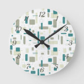 Geometrie Retro Mitteljahrhundert Moderne Runde Wanduhr (Vorderseite)