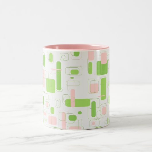 Geometrie Retro Mitteljahrhundert Moderne Zweifarbige Tasse (Mittel)