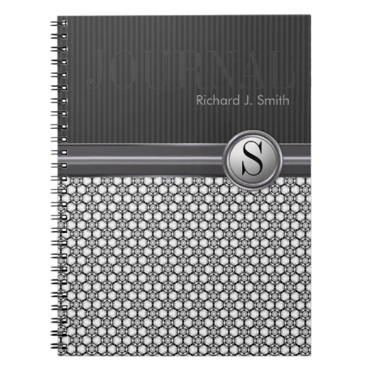 Geometrie Sechseck Muster Schwarz Weiß Tagebuch (Vorderseite)