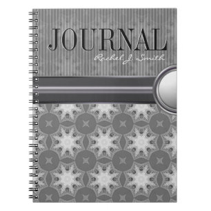 Geometrie Silberweißes Schneeflockenmuster Journal Notizblock