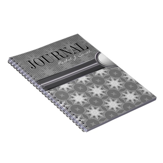 Geometrie Silver White Snowflake Pattern Journal Notizblock (Rechte Seite)