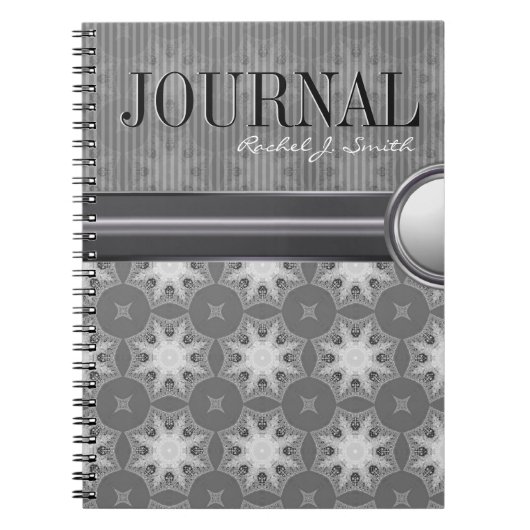 Geometrie Silver White Snowflake Pattern Journal Notizblock (Vorderseite)