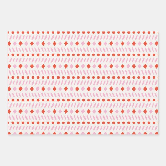 Geometrie Simple Red White Pink Gingham Christmas Geschenkpapier Set (Vorderseite 3)