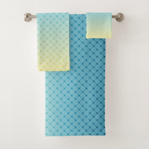 Geometrie, Verlauf, Ombre, farbig, blau und gelb Badhandtuch Set