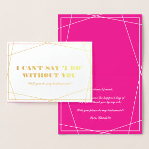 Geometrie von Gold und Hot Pink ist meine Bridesma Folienkarte