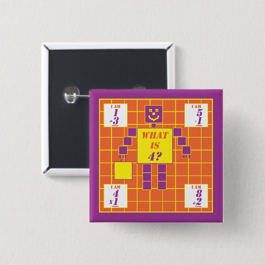 Geometrien-Button-Quadrat-Alter 4 Button (Vorne & Hinten)