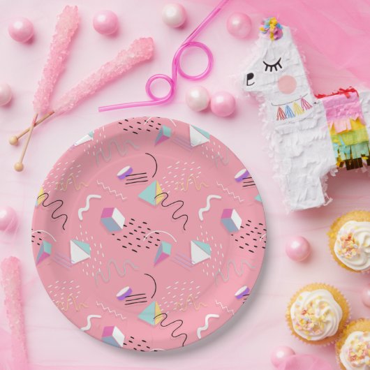 Geometrien und Squiggles der 90er Jahre Pappteller (Party)