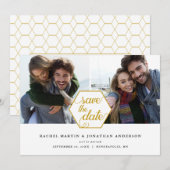 Geometrisch 2 Fotocollage Hochzeitssache Datum spe Save The Date (Vorne/Hinten)