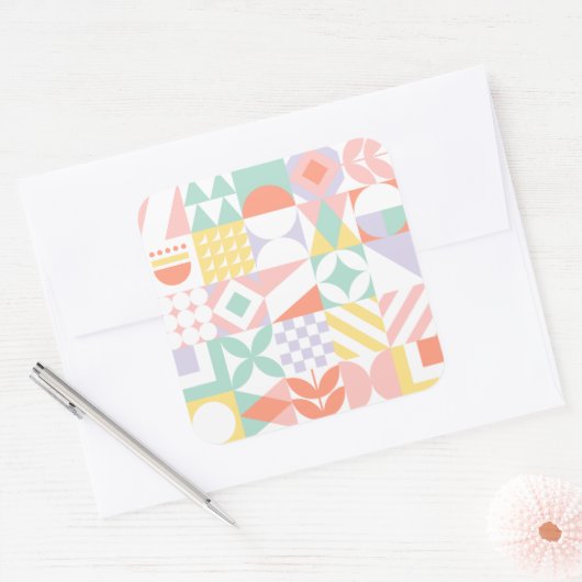 geometrisch #32 quadratischer aufkleber (Umschlag)