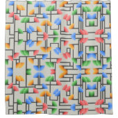 Geometrisch Abstrakt, Blau, Gold, Korallen, Grün Duschvorhang (Vorderseite)