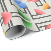 geometrisch Abstrakt-blau-rosa-gelb-grün Geschenkpapier (Rolleneckpunkt)