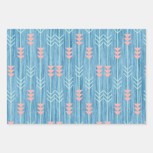 Geometrisch Abstrakt Blau und Rosa Geschenkpapier Set (Vorderseite 3)