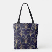 Geometrisch Abstrakt dunkelblau Tasche (Rückseite)