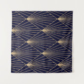 Geometrisch Abstrakt dunkelblau Wandteppich (Vorderseite (Horizontal))