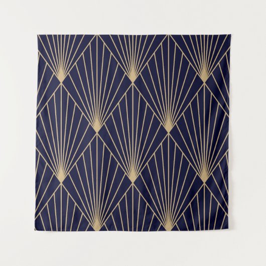 Geometrisch Abstrakt dunkelblau Wandteppich (Vorderseite)