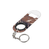 Geometrisch Abstrakt in braun und schwarz Mini Flaschenöffner (Rückseite Schrägansicht)