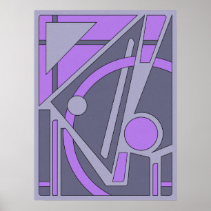 Geometrisch Abstrakt in Lavendel und Grau Poster