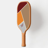 Geometrisch Abstrakt in Retrofarben mit Initialen Pickleball Schläger (Links)