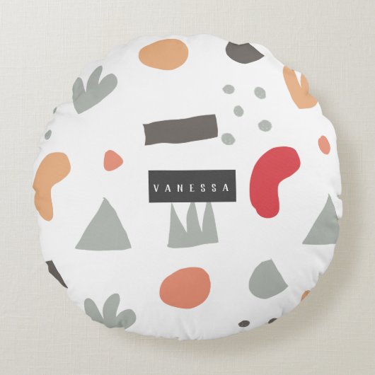 Geometrisch, abstrakt, minimal, modern, pastellför rundes kissen (Vorderseite)