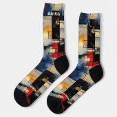 Geometrisch Abstrakt mit Bold Artistic Patterns Socken (Linkes Detail)