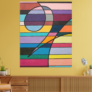 Geometrisch Abstrakt mit fetten Streifen und Kurve Leinwanddruck