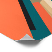 Geometrisch Abstrakt mit Orange & Deep Aquamarin Poster (Ecke)