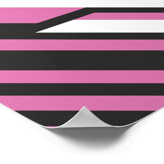Geometrisch Abstrakt mit rosa und schwarzen Streif Poster (Ecke)