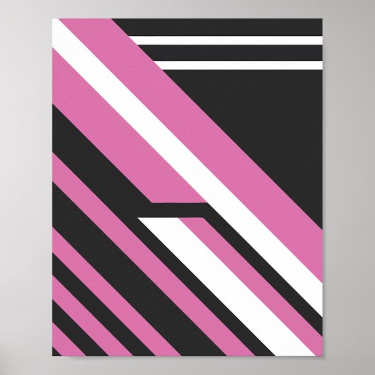 Geometrisch Abstrakt mit rosa und schwarzen Streif Poster (Vorne)
