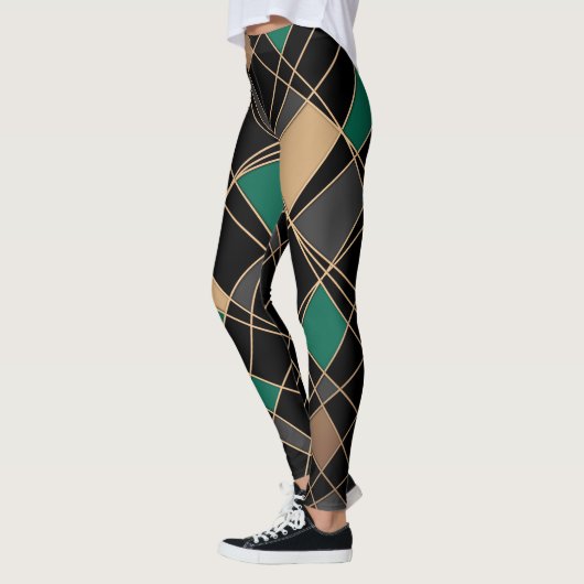 Geometrisch, abstrakt, schwarz leggings (Links)