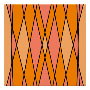 geometrisch abstrakte Gestaltung von Pfirsich und  Poster