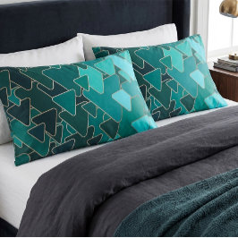 Geometrisch abstraktes Aquamarines Dreieck Kissenbezug