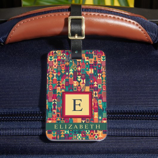 Geometrisch anpassbare rote gelbe grüne Formen Gepäckanhänger (Vorderseite Insitu 2)