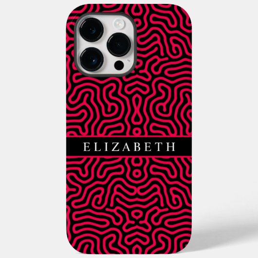 Geometrisch anpassbares rosa schwarzes Maze Case-Mate iPhone Hülle (Rückseite)